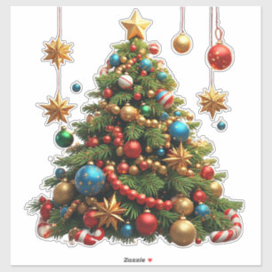 Festlicher Cartoon-Weihnachtsbaum Aufkleber