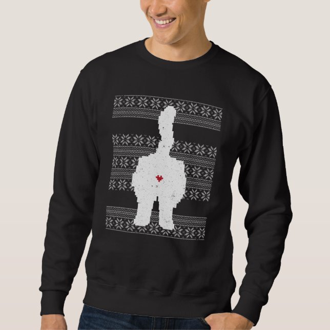 Festlicher Cat Hintern Ugly Weihnachtsfeiertag Sweatshirt (Vorderseite)