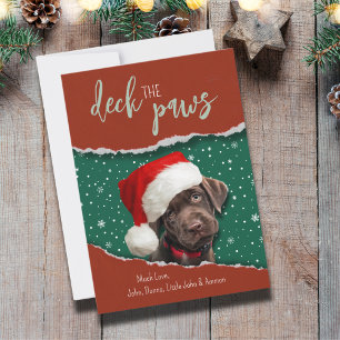 Festlicher Chocolate-Labrador-Weihnachtsmannhut-Fe Feiertagskarte