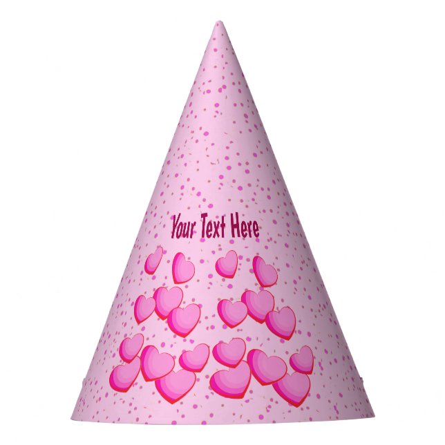 Festlicher Cluster von heißen rosa Herzen auf Polk Partyhütchen (Vorderseite)