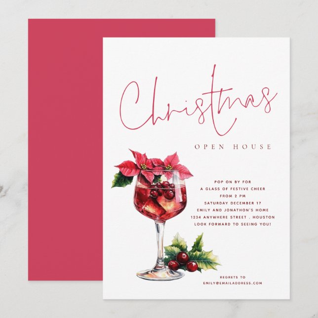 Festlicher Cocktail Weihnachts Open House Einladun Einladung (Vorne/Hinten)