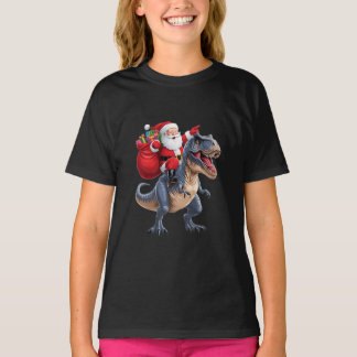 Festlicher Dinosaurier & Weihnachtsmann T - Shirt 