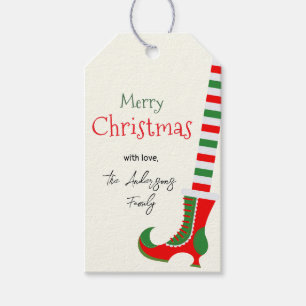 Festlicher Elf Bein Frohe Weihnachten Geschenkanhänger