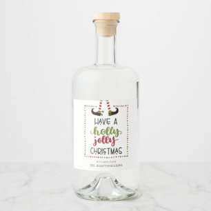 Festlicher Elf Holly Jolly Weihnachten Alkoholflaschenetikett