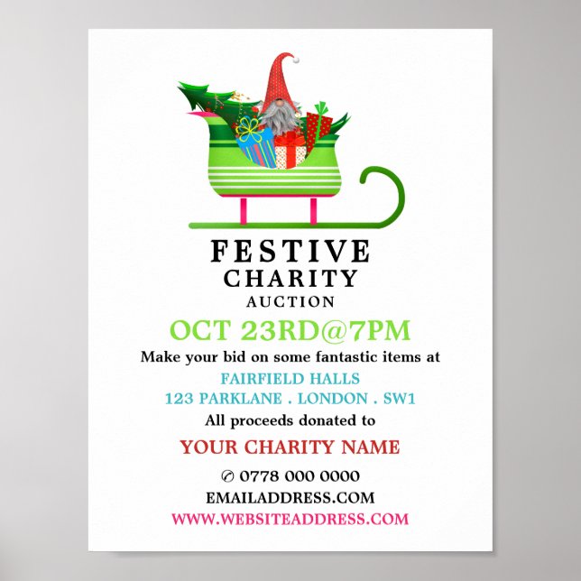 Festlicher Elf Sleigh, Auktion der festlichen Wohl Poster (Vorne)