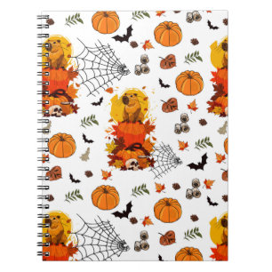 Festlicher Fall Capybar mit Pumpkins, Spinnen Notizblock