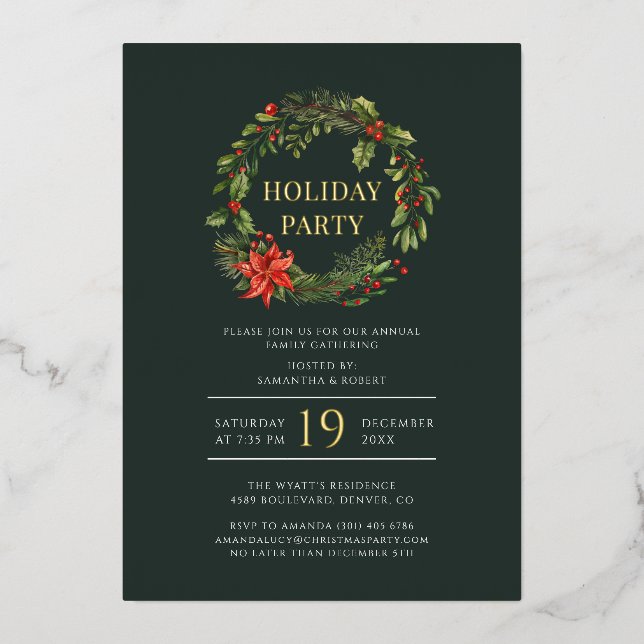 Festlicher Familienurlaub Weihnachtskraut Party Folieneinladung (Vorderseite)