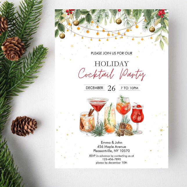 Festlicher Feiertag Cocktail Party Weihnachten Einladung (Von Creator hochgeladen)