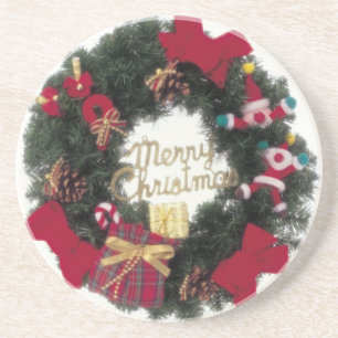 Festlicher Feiertags-frohe Sandstein Untersetzer