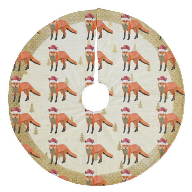 Festlicher Fox-Weihnachtsbaum-Rock Fleece Weihnachtsbaumdecke (Vorderseite)