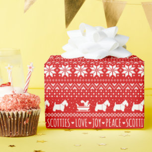 Festlicher Funny Scottish Terriers Weihnachtsfeier Geschenkpapier