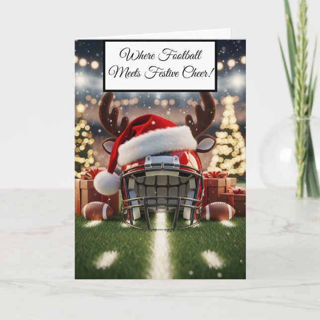 Festlicher Fußball - Touchdown Holiday Cheer Gruß Karte (Vorderseite)