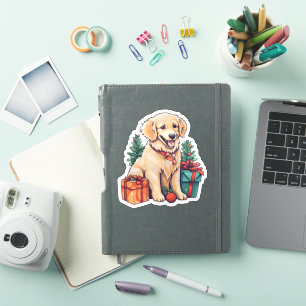 Festlicher Golden Retriever Weihnachtsurlaub Aufkleber