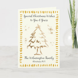 Festlicher Goldener Baum Familie Weihnachtsfalten Karte