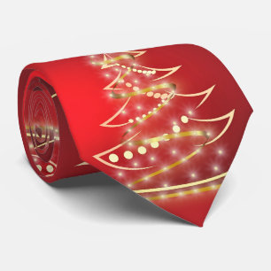 Festlicher goldener Weihnachtsbaum auf Rot Krawatte