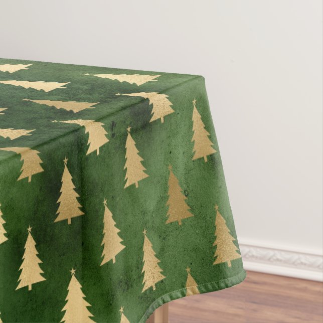 Festlicher Grün- und Goldfilm Winterweihnachtbaum Tischdecke (Beispiel)