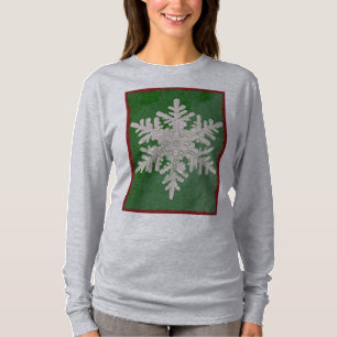 Festlicher grüner Schneeflocken Winterschläfchen L T-Shirt