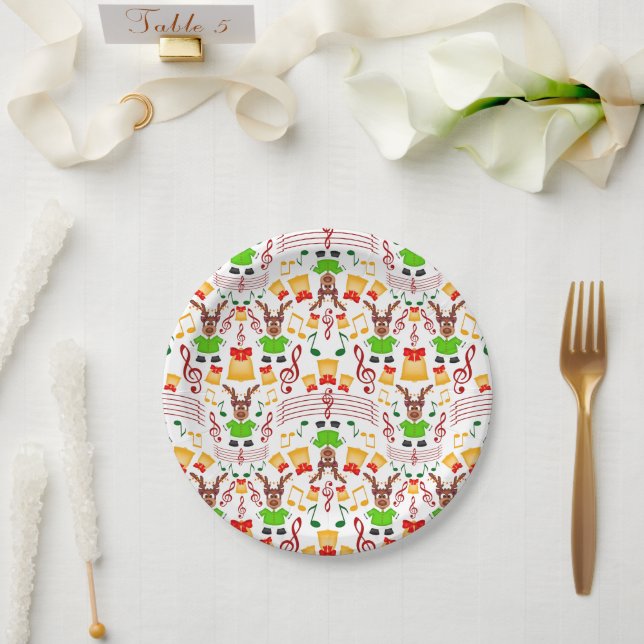 Festlicher Grüner und Gold Kasky Weihnachtsmann Pappteller (Hochzeit)