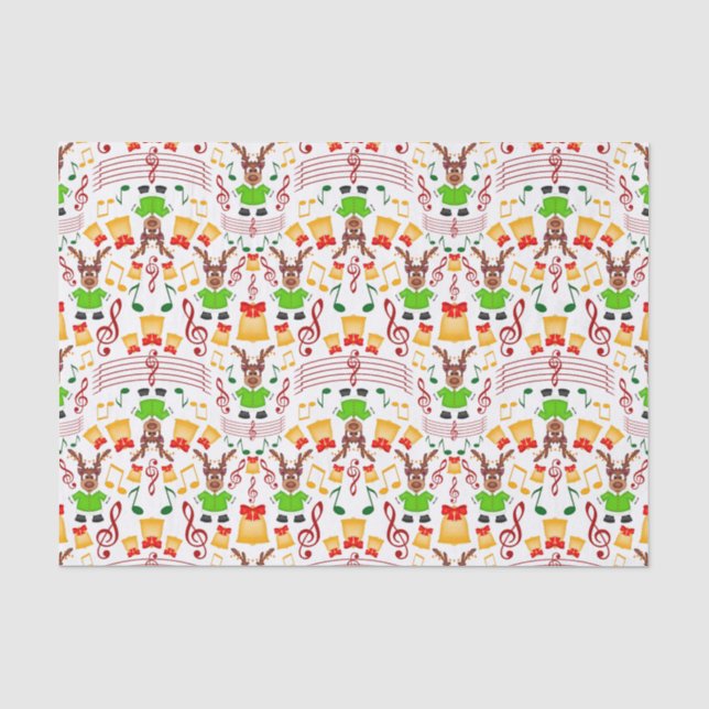 Festlicher Grüner und Gold Kasky Weihnachtsmann Seidenpapier (Vorderseite)
