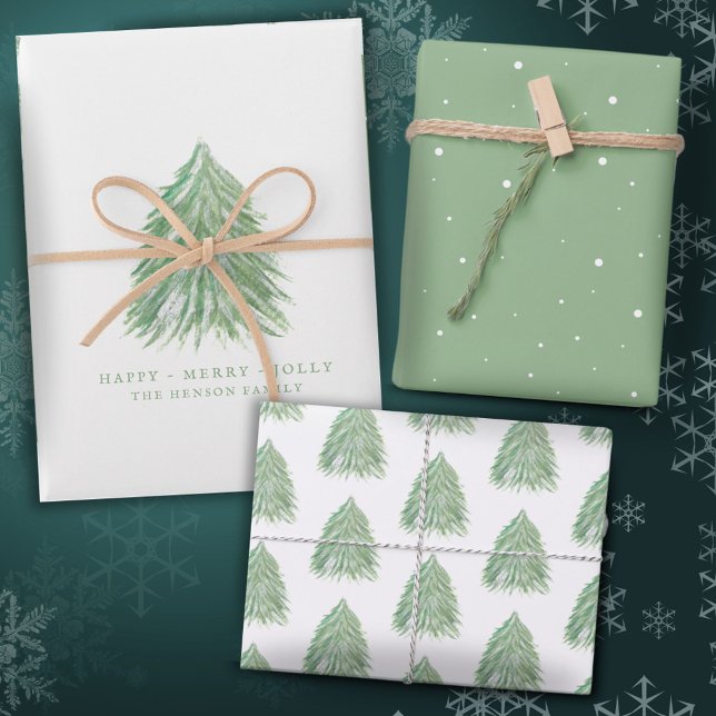 Festlicher grüner Weihnachtsbaum Wasserfarbenurlau Geschenkpapier Set (Von Creator hochgeladen)