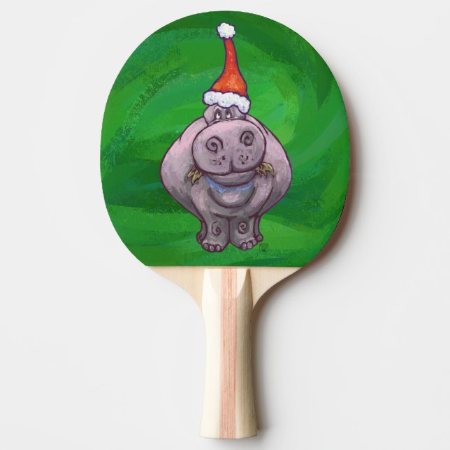 Festlicher Hippo auf Grün Tischtennis Schläger (Vorderseite)