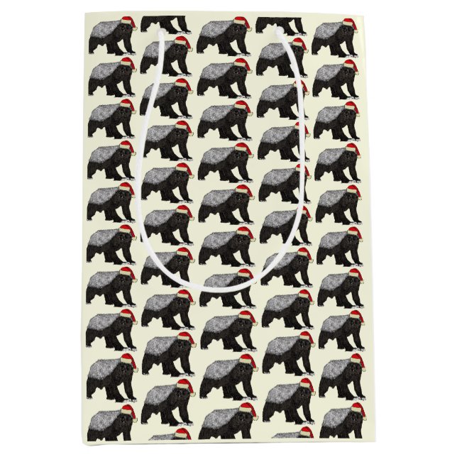 Festlicher Honig Badger Badass Weihnachtsmann Mittlere Geschenktüte (Vorderseite)
