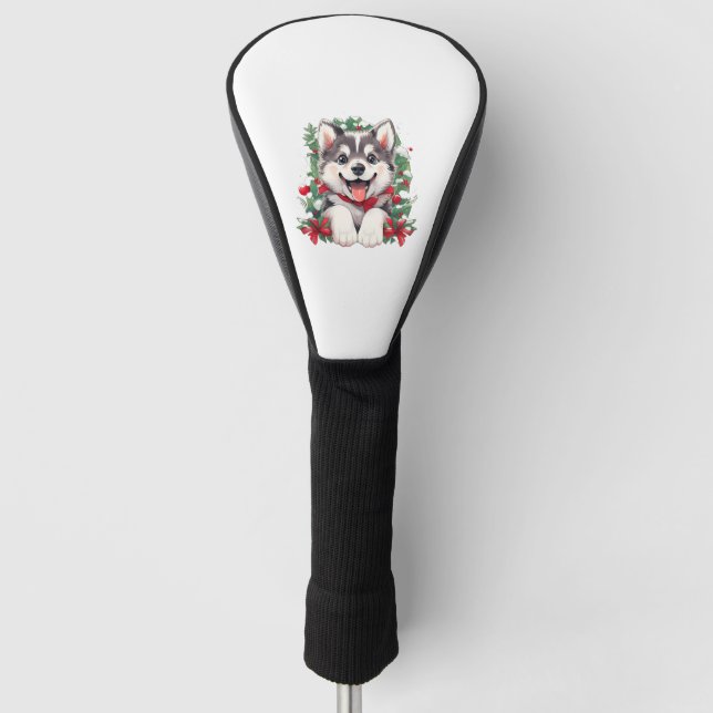 Festlicher Husky Puppy Classic T - Shirt Golf Headcover (Vorderseite)