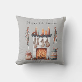 Festlicher Kamin Zitat Frohe Weihnachten Kissen