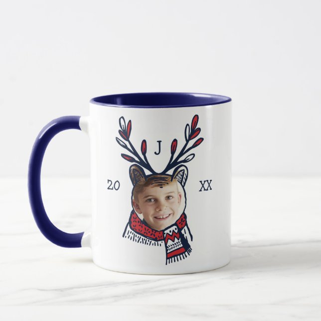 Festlicher Karierter Polarbär Foto Urlaub Tasse (Links)