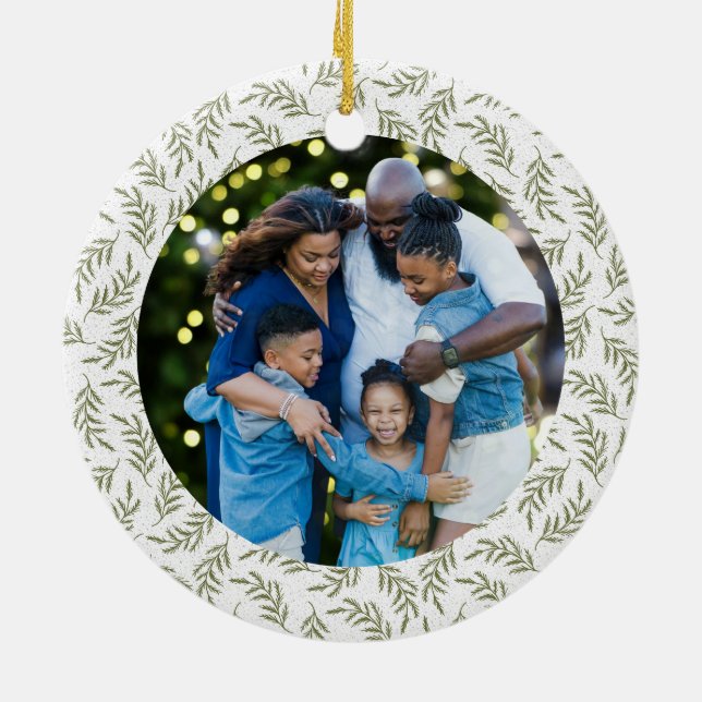 Festlicher Kranz Familienurlaub Foto Keramik Ornament (Hinten)