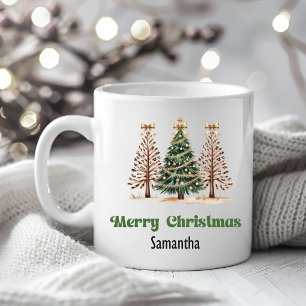 Festlicher Leopard Weihnachtsbaum Namens-Tasse Kaffeetasse