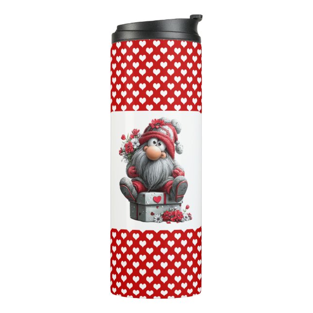 Festlicher Liebesboten-Gnom Thermosbecher (Nach links gedreht)