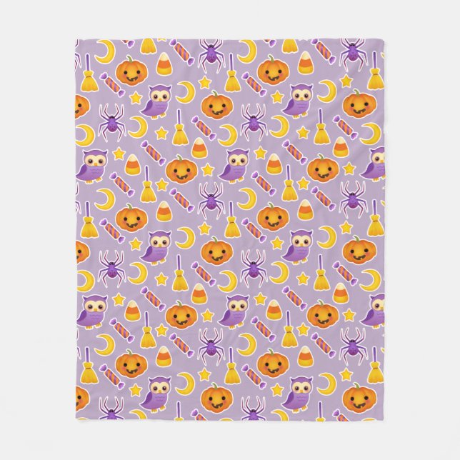 Festlicher lila gemusterter Entwurf Halloweens Fleecedecke (Vorderseite)