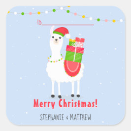 Festlicher Llama Weihnachtsaufkleber Quadratischer Aufkleber