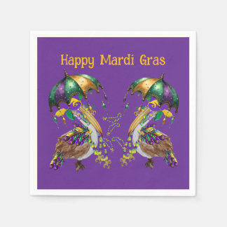 Festlicher Louisiana-Pelikan-Mardi-Gras Serviette