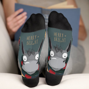 Festlicher Lustiger Süßer Esel Türkisgrau Socken