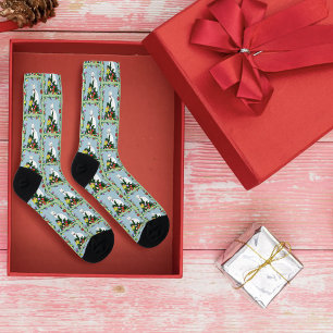 Festlicher lustiger Weihnachtsbaum lustige weiße K Socken