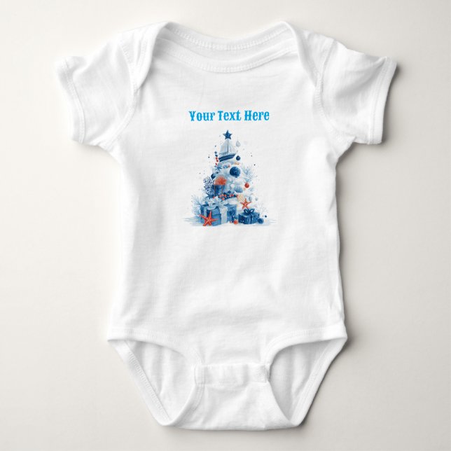 Festlicher Nautical Baby Bodysuit - Weihnachtssegl Baby Strampler (Vorderseite)
