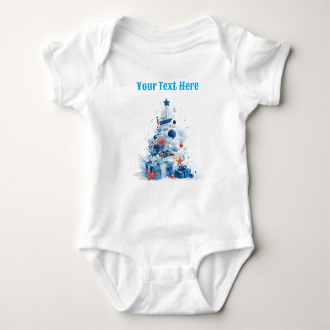 Festlicher Nautical Baby Bodysuit - Weihnachtssegl Strampler (Vorderseite)