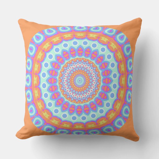 Festlicher orange rosa Mandala-Entwurf 1 Kissen (Vorderseite)