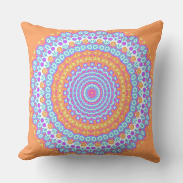 Festlicher orange rosa Mandala-Entwurf 4 Kissen Für Draußen (Vorderseite)