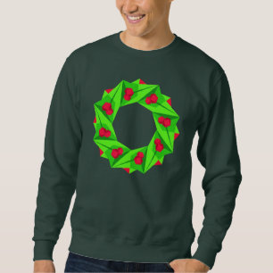 Festlicher Origami Geometrischer Weihnachtskranz Sweatshirt