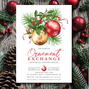 Festlicher Ornamentaustausch Weihnachten Einladung