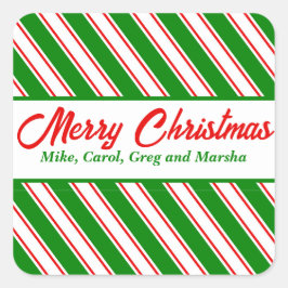 Festlicher Peppermint gestreift Custom Christmas S Quadratischer Aufkleber