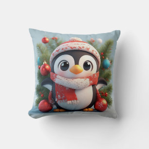 Festlicher Pinguin, dekoriert mit Weihnachtsdekora Kissen