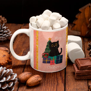 Festlicher Pink Frohe Weihnachten Niedlicher Black Kaffeetasse