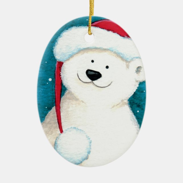 Festlicher polarer Bär in einer Keramikornament (Vorne)