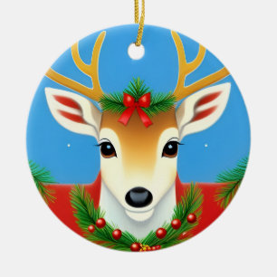 🎄 Festlicher Rentier-Kranz-Leuchten ❄️ Weihnachte Keramik Ornament