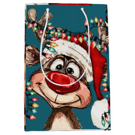 Festlicher Rentier-Weihnachtsduschevorhang Mittlere Geschenktüte