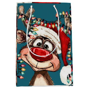 Festlicher Rentier-Weihnachtsduschevorhang Mittlere Geschenktüte